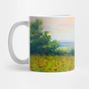 Poppy field at sunset Mug